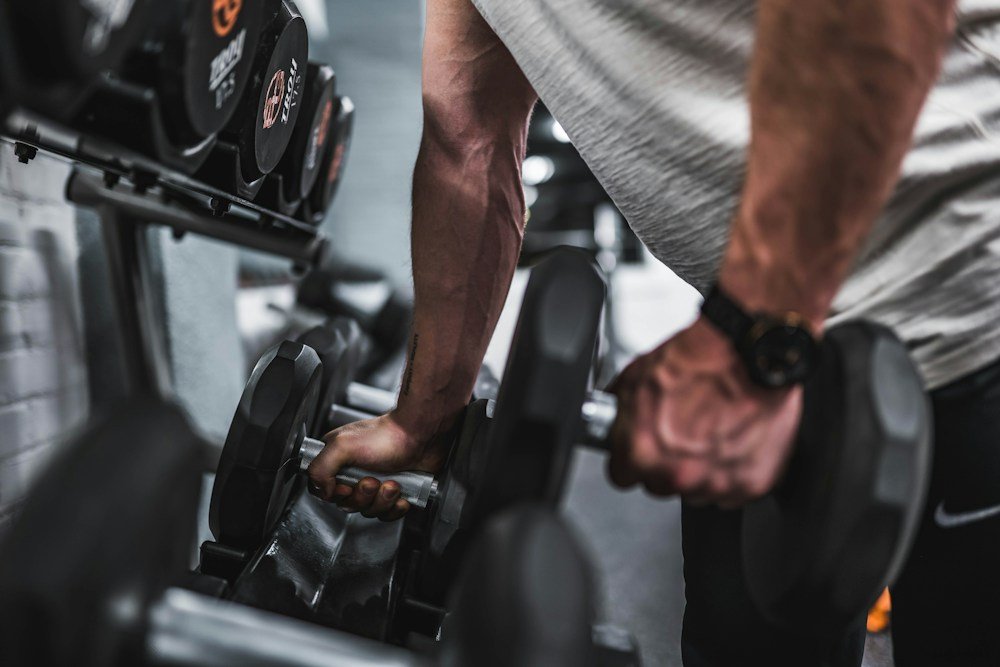 Man performing a strength training exercise